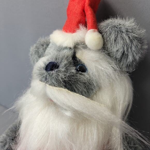 Vintage 80's Christmas Santa Bear Plush Gray 11" Holidays Toy Sack Collectibles - Picture 2 of 15